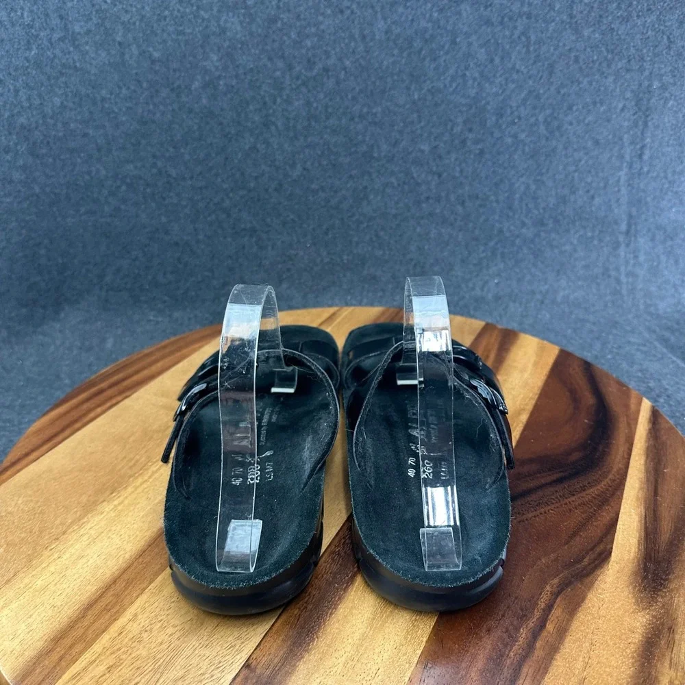 Alpro Birkenstock T Strap Sandals Slides Black Patent Leather Size 40 Women's 9